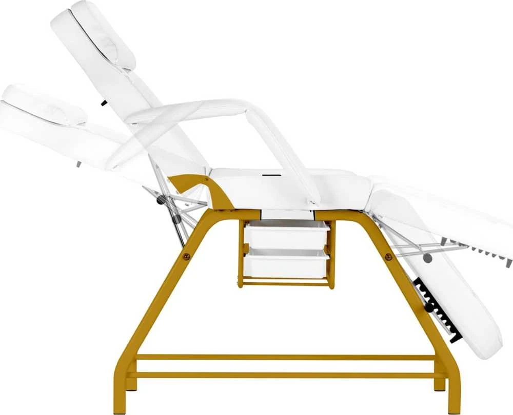 Activeshop Kosmetologinis krėslas BEAUTY CHAIR 557G MODEL GOLD Baltas