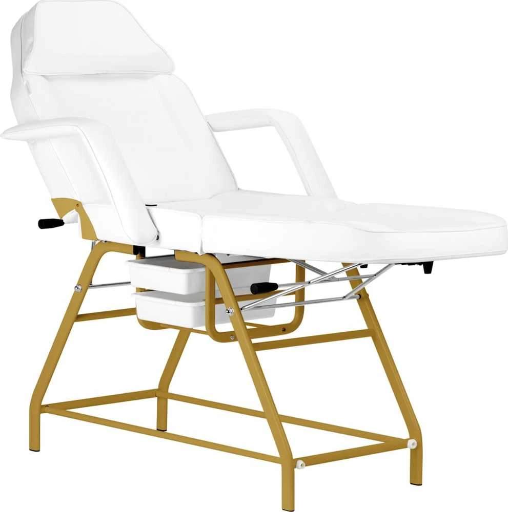 Activeshop Kosmetologinis krėslas BEAUTY CHAIR 557G MODEL GOLD Baltas