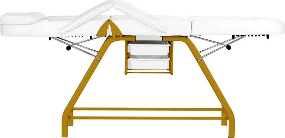 Activeshop Kosmetologinis krėslas BEAUTY CHAIR 557G MODEL GOLD Baltas