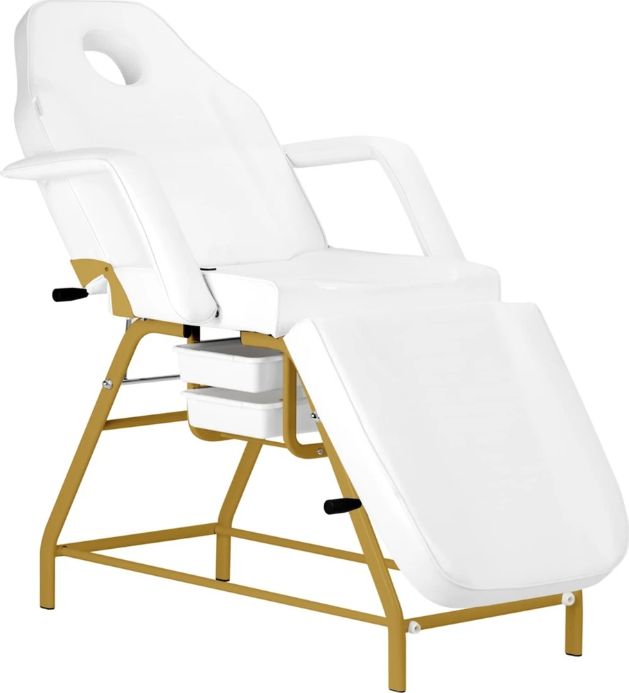 Activeshop Kosmetologinis krėslas BEAUTY CHAIR 557G MODEL GOLD Baltas