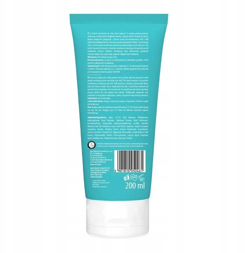 Activeshop Apsauginė kūno emulsija SPF50 APIS 200 ml