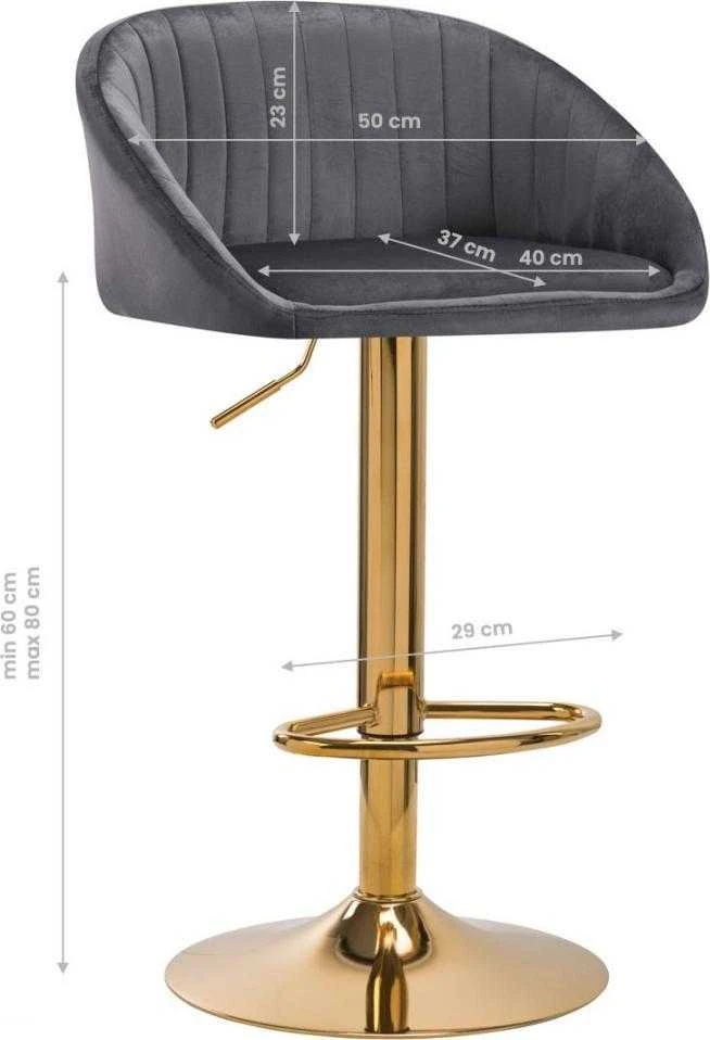 Activeshop Baro kėdė STILISIMUS VELVET Pilkas GOLD