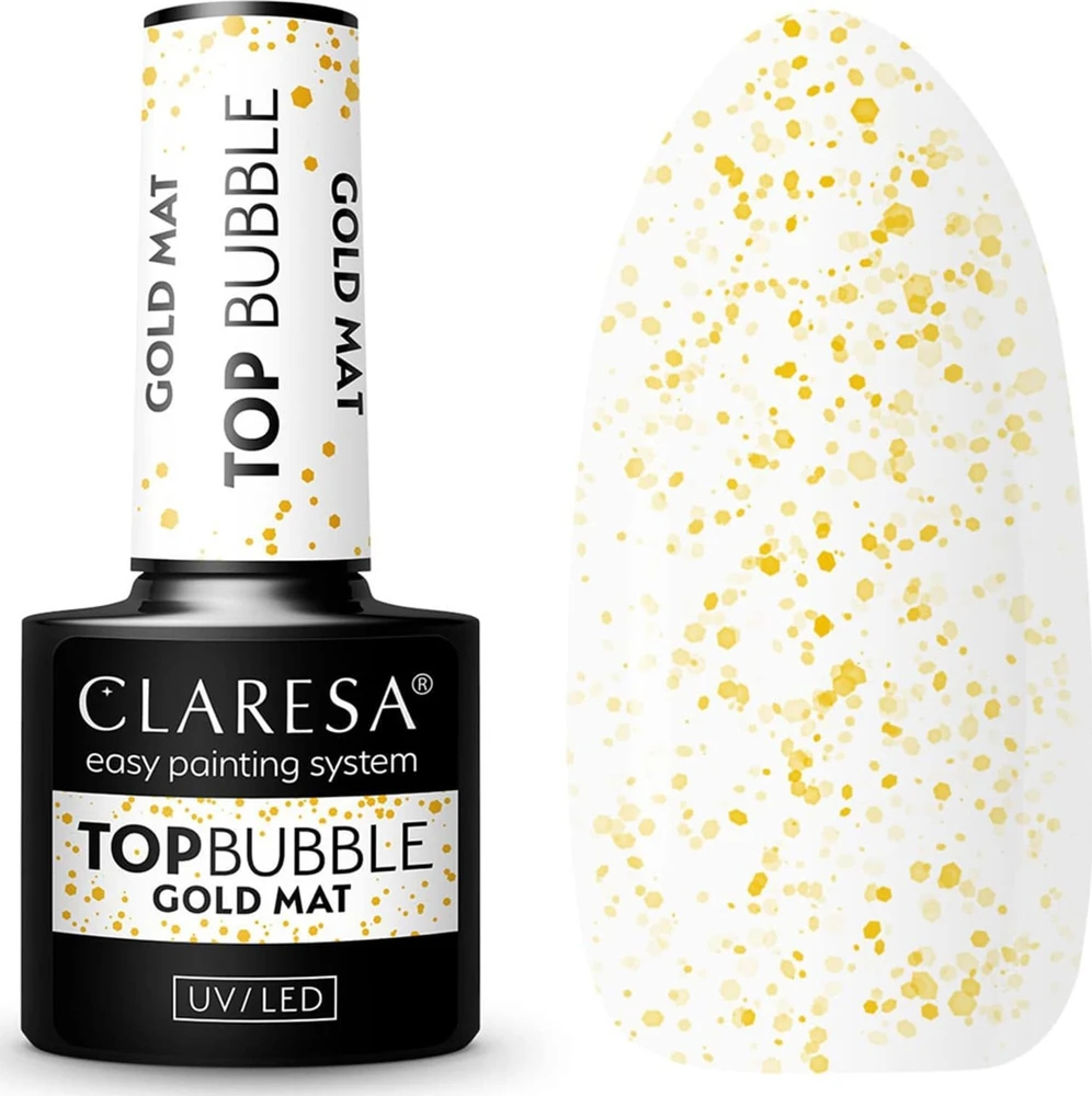 Activeshop Hibridinis nagų lakas Claresa Top Bubble Gold Matt, 5 ml