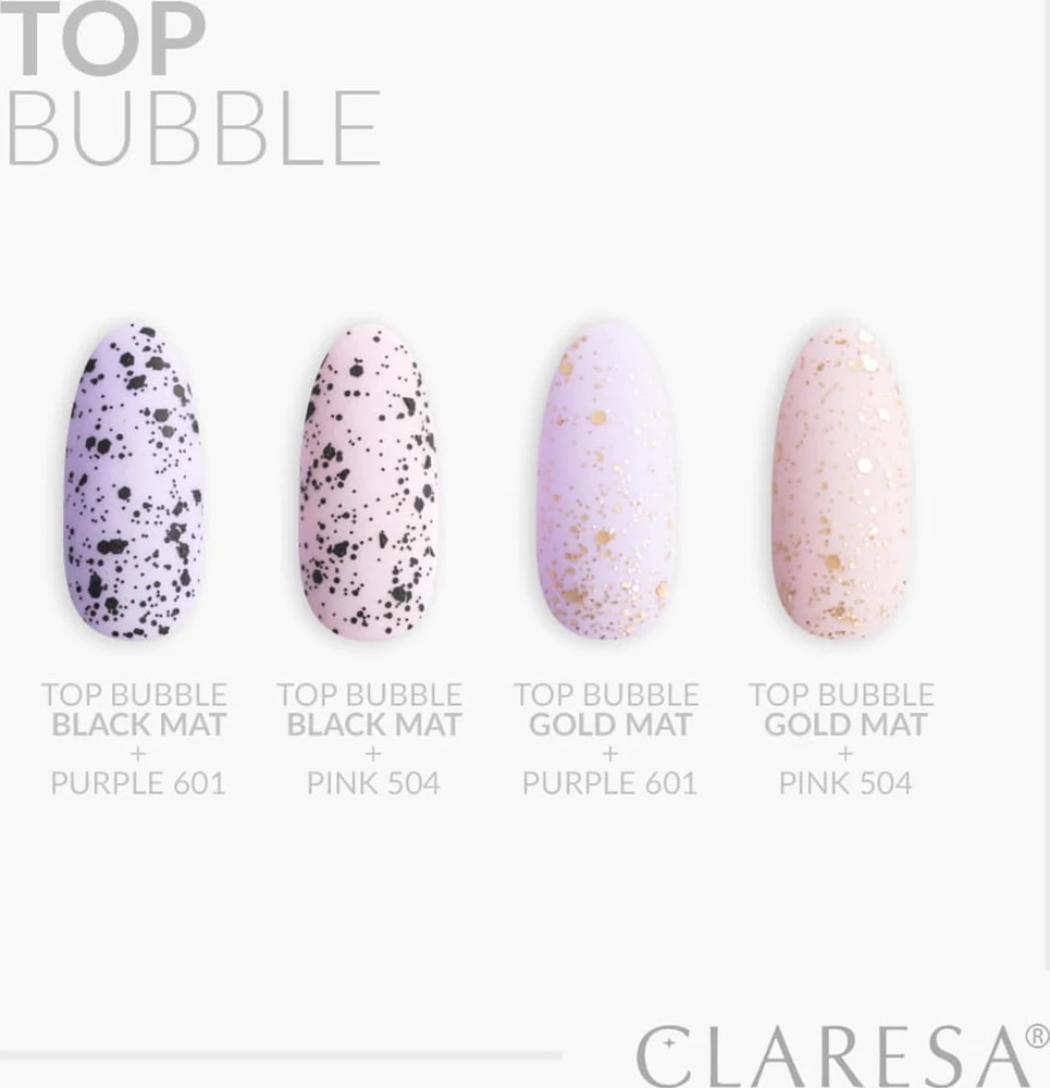 Activeshop Hibridinis nagų lakas Claresa Top Bubble Gold Matt, 5 ml
