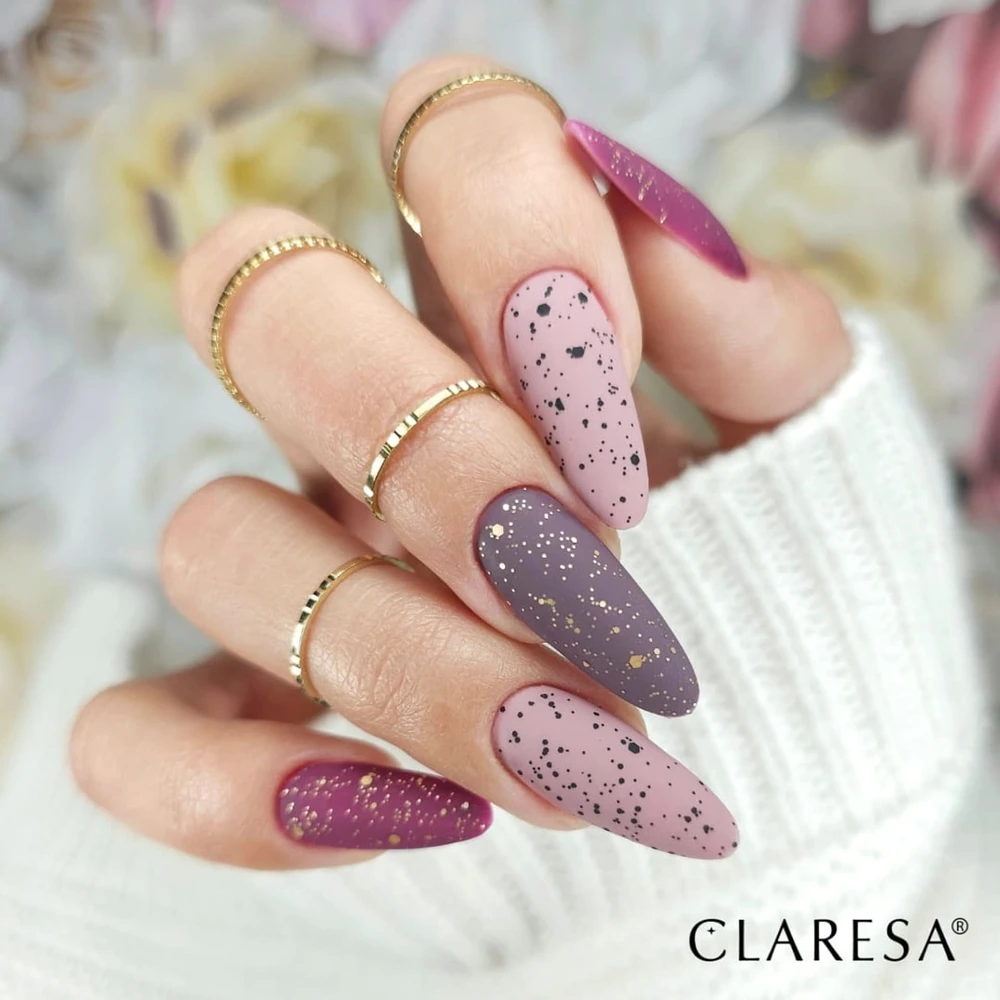 Activeshop Hibridinis nagų lakas Claresa Top Bubble Gold Matt, 5 ml
