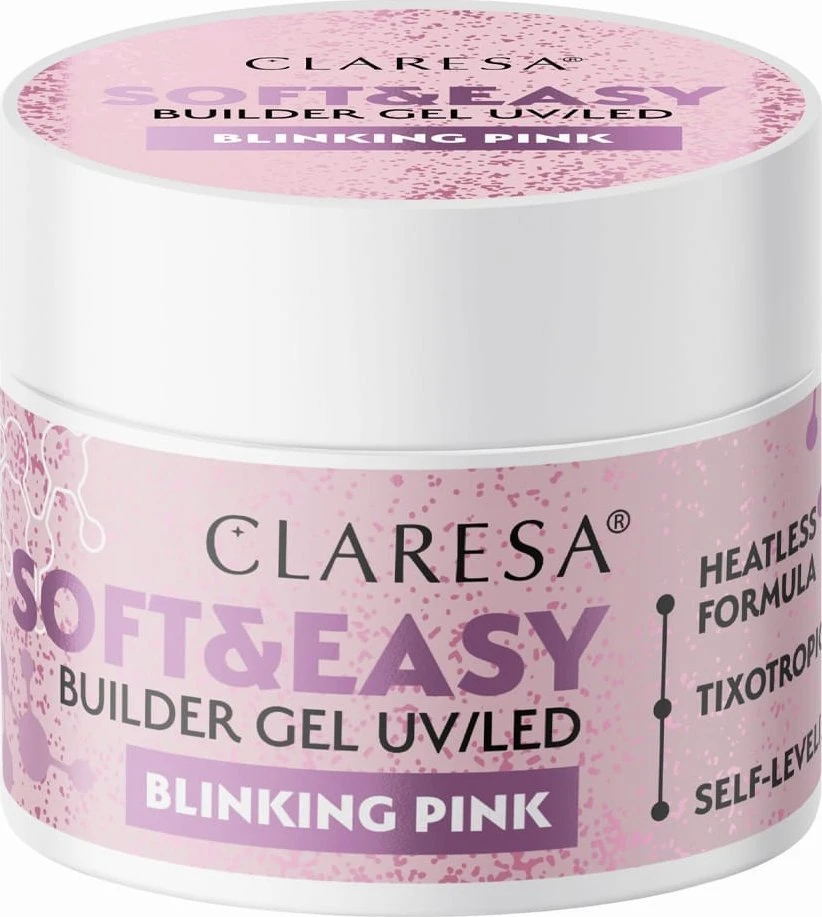 Activeshop Claresa Soft&Easy Builder Gel Blinking Rožinė – Statybinis gelis, 45 g