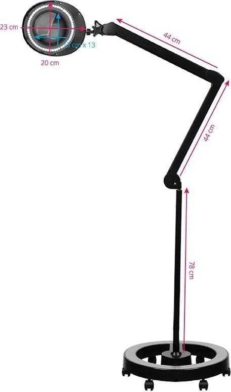 Activeshop Kosmetologinė lempa LED su lupa ir stovu ELEGANTE 60LED 5D 6W Juodas