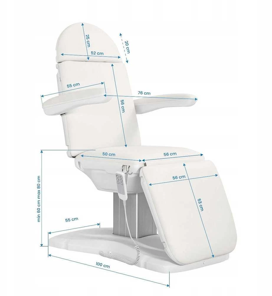 Activeshop Kosmetologinis krėslas Sillon Eclipse Electric 3 Motor Baltas