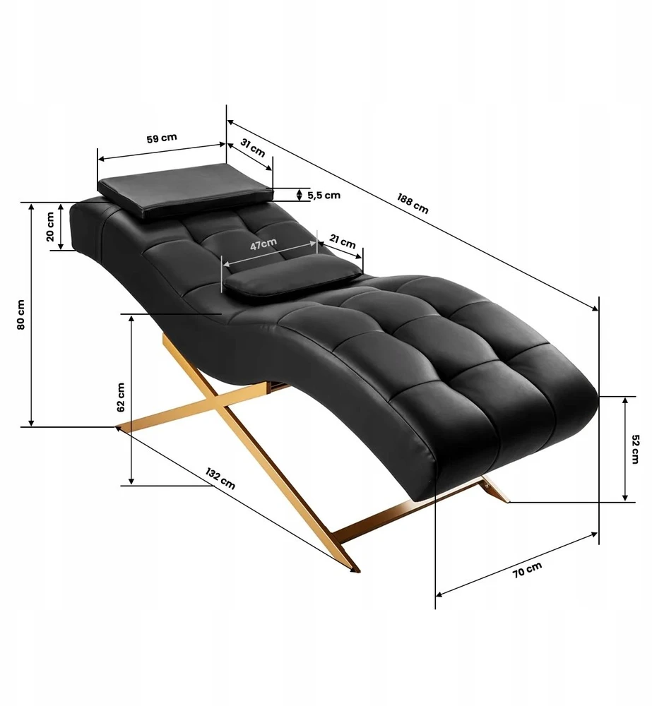 Activeshop Blakstienų procedūrų kosmetologinis krėslas Sillon Alba, juodas and auksinis
