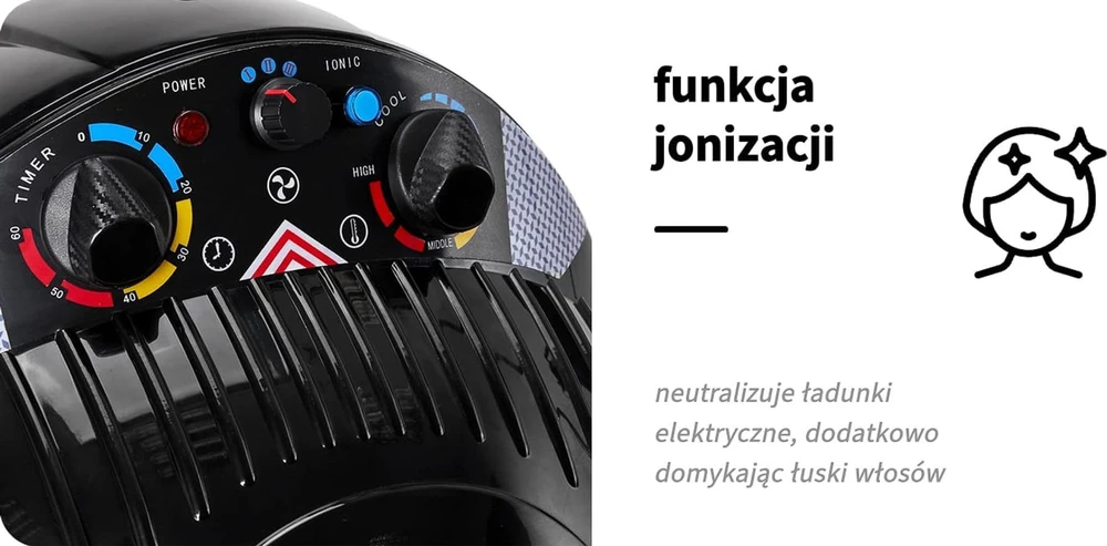 Activeshop Trijų greičių plaukų džiovintuvas juodas
