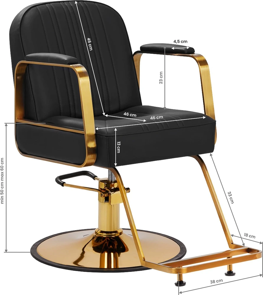 Activeshop Kirpyklos kėdė HAIR SYSTEM HAIRDRESSING CHAIR ACRI Juodas GOLD