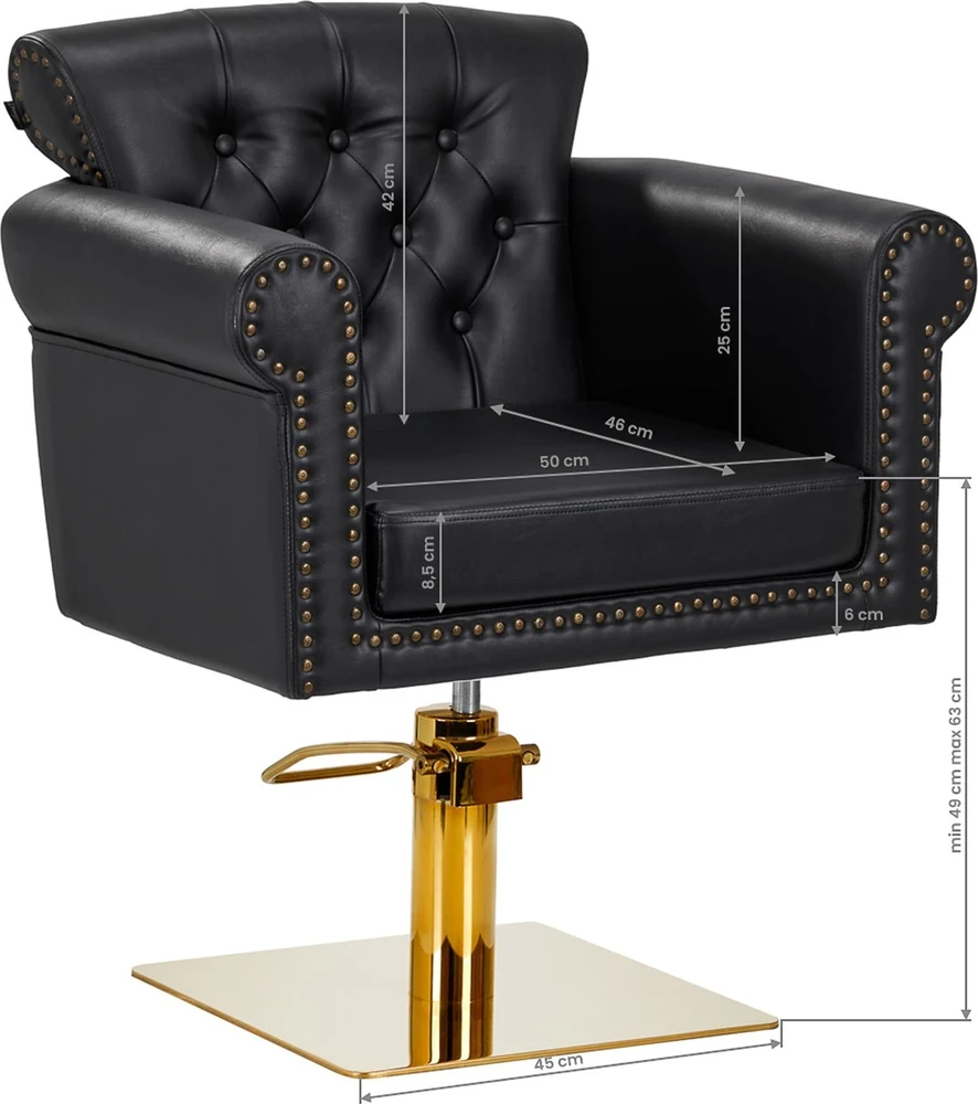 Activeshop Kirpyklos kėdė GABBIANO PROFESSIONAL HAIRDRESSING CHAIR BERLIN GOLD Juodas