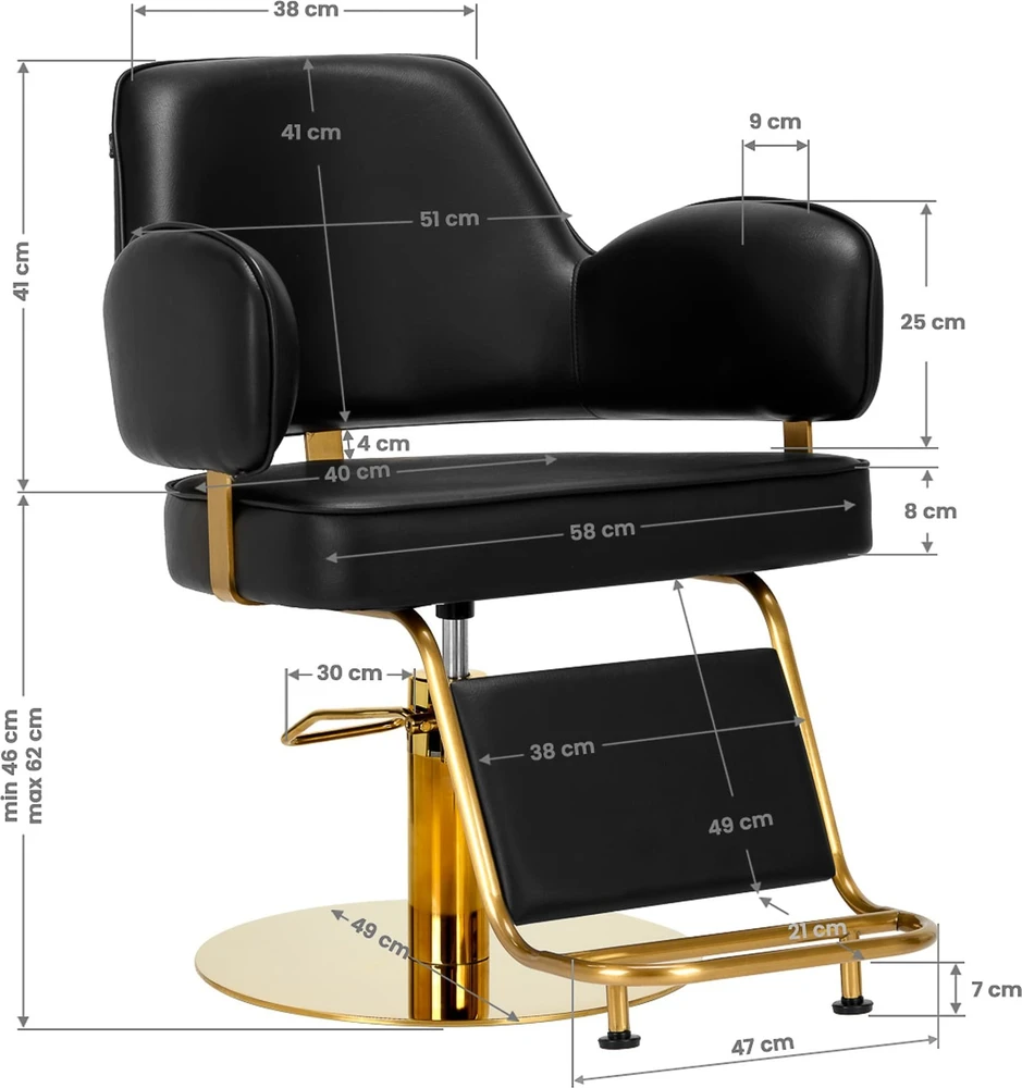 Activeshop Kirpyklos kėdė Gabbiano Professional Hairdressing Chair Linz Juodas Gold