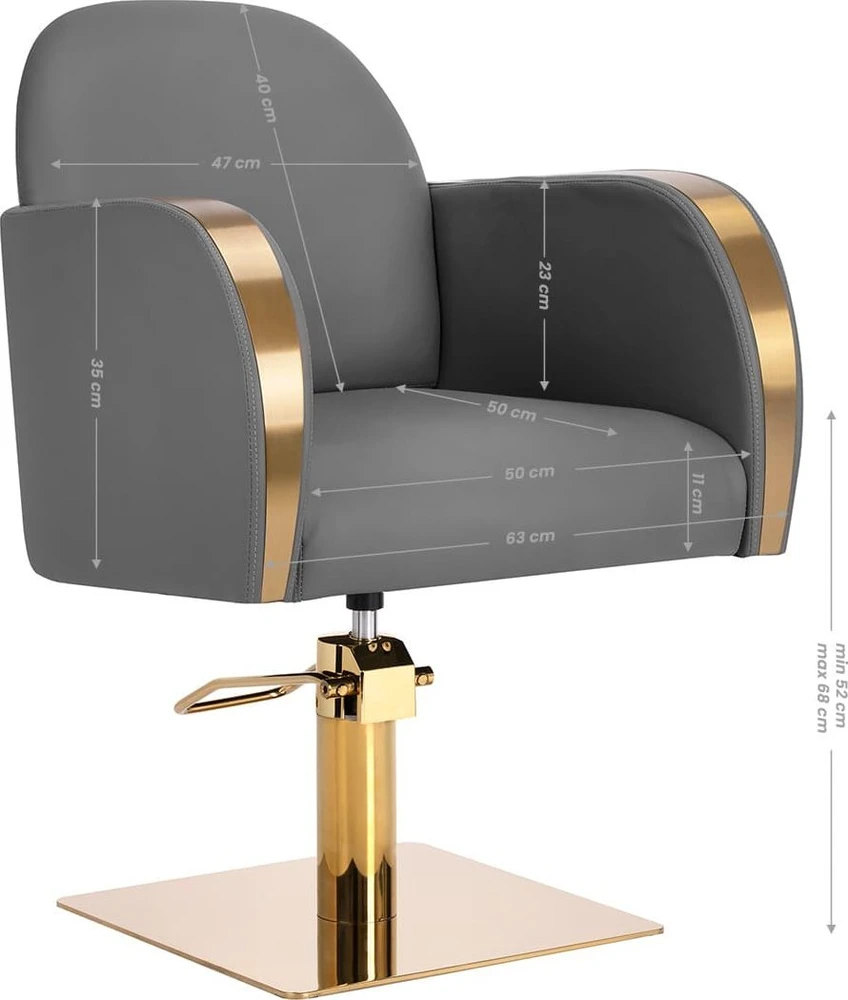 Activeshop Kirpyklos kėdė GABBIANO PROFESSIONAL HAIRDRESSING CHAIR MALAGA GOLD Pilkas