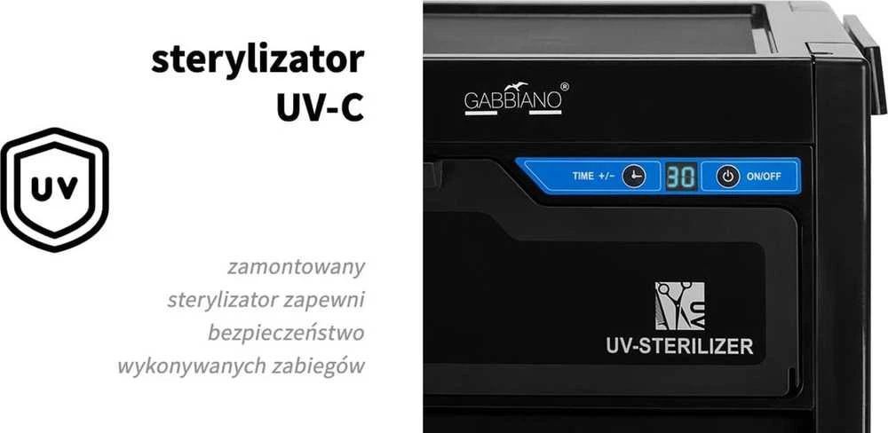 Activeshop Kirpyklos vežimėlis su integruotu UV sterilizatoriumi GABIANNO 68 Juodas