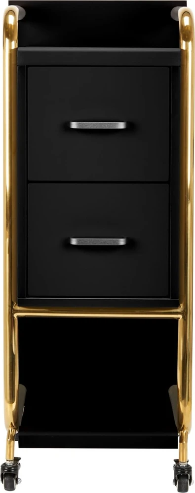 Activeshop Kosmetologinis vežimėlis GABBIANO HAIRDRESSER HELPER SOLO MODEL GOLD Juodas