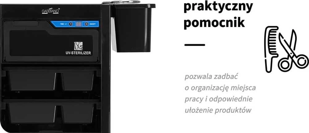 Activeshop Kirpyklos vežimėlis su integruotu UV sterilizatoriumi GABIANNO 68 Juodas
