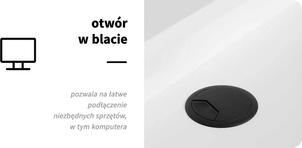 Registratūros stalas Gabbiano Diamond - kabelių anga