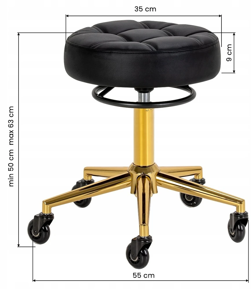 Activeshop Kosmetologinė meistro kėdutė Gabbiano D054G Gold and Juodas