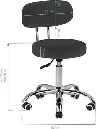 Activeshop Kosmetologinė pedikiūro kėdutė BEAUTY STOOL PEDICURE Juodas HYDRAULIC 39-45CM