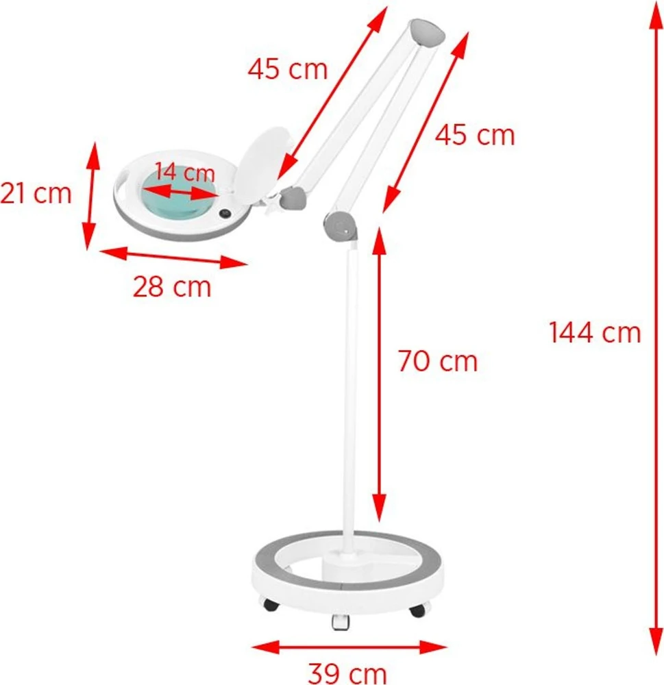 Activeshop Kosmetologinė LED lempa su lupa ir stovu ELEGANTE 60LED 5D 8W