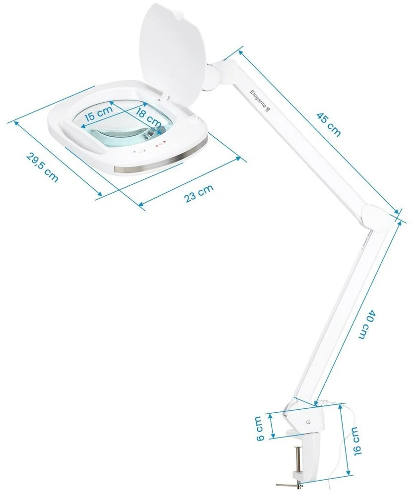 Activeshop Kosmetologinė LED lempa su lupa ir stalviršio spaustuvu Elegante 6030 3D, balta