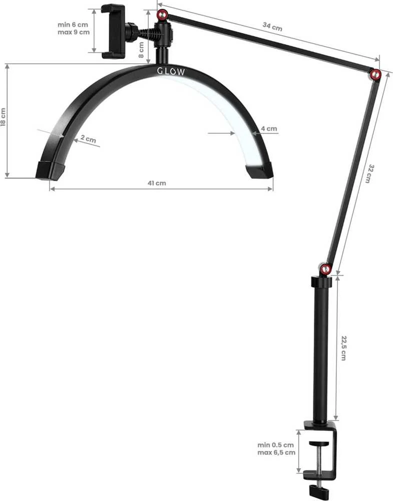 Activeshop Kosmetologinė stalinė LED lempa Glow MX3 Juodas