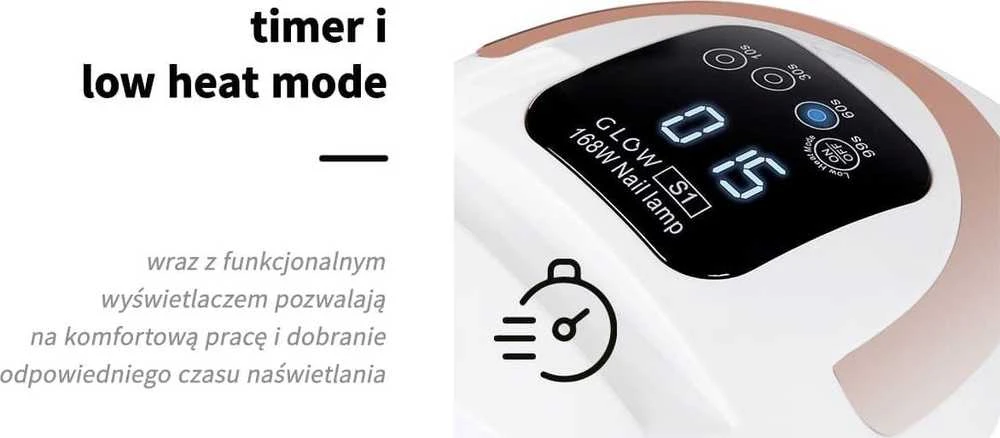Activeshop Nagų lempa UV LED Glow S1 168W Baltas Gold
