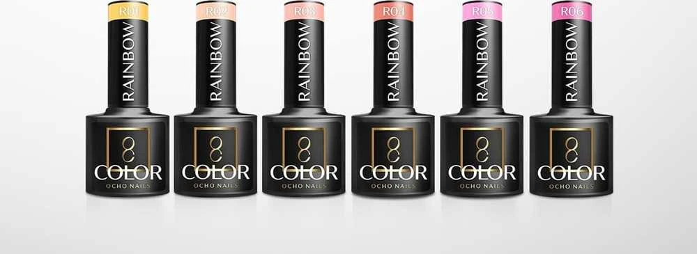 Activeshop Hibridinis nagų lakas Ocho Nails Color Rainbow, R04 oranžinė, 5 g