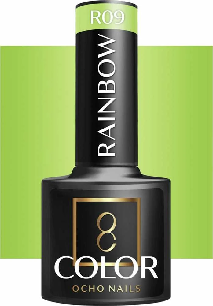 Activeshop Hibridinis nagų lakas Ocho Nails Color Rainbow, R09 žalia, 5 g