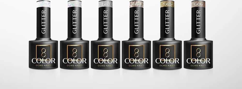 Activeshop Hibridinis nagų lakas Ocho Nails Glitter G01, 5 g