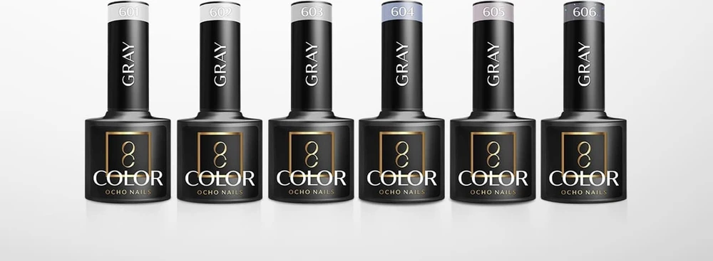Activeshop Hibridinis nagų lakas Ocho Nails Gray, pilkas 606, 5 g