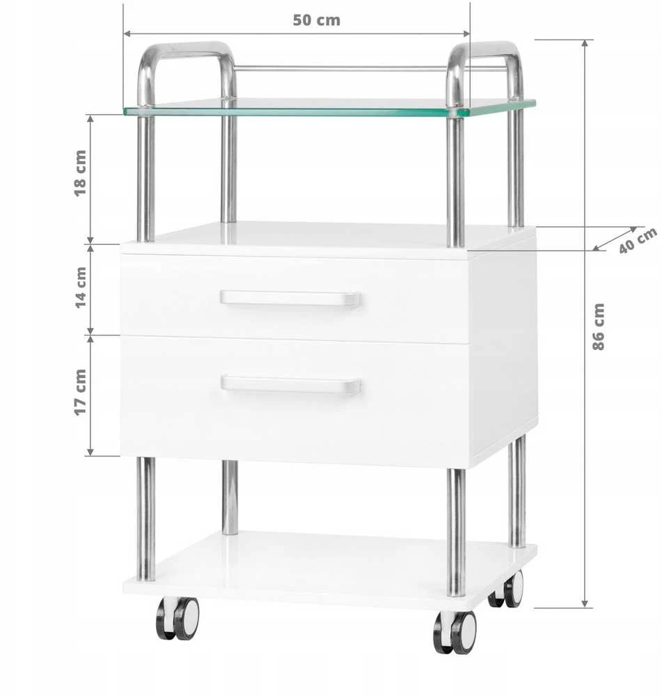 Activeshop Kosmetologinis vežimėlis 6052 Baltas