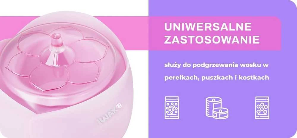 Rožinis vaško šildytuvas iWax Flower su dangteliu