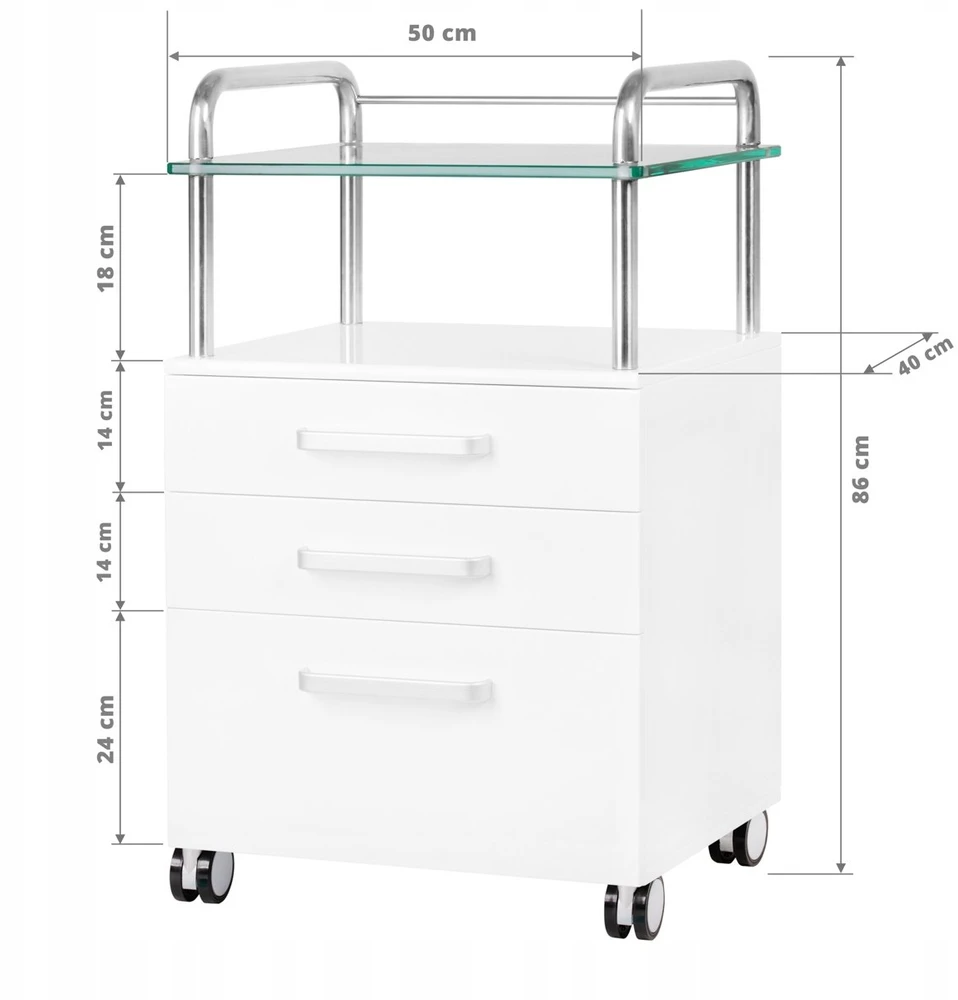Activeshop Kosmetologinis vežimėlis 6050 Baltas