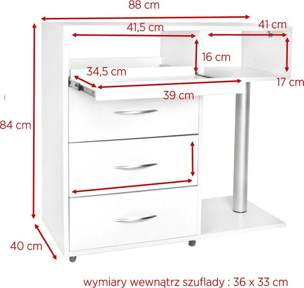 Activeshop Kosmetologinis stalas Mini Compact Baltas