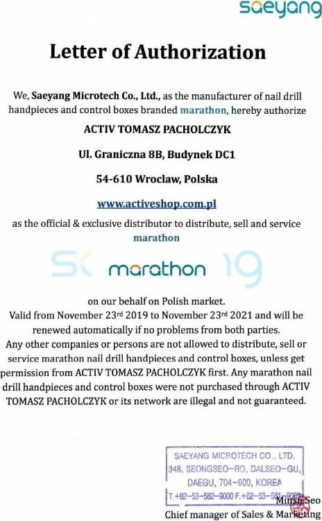 Activeshop Profesionali nagų freza Saeyang Marathon Handy Eco + antgalis SDE-BS50S1