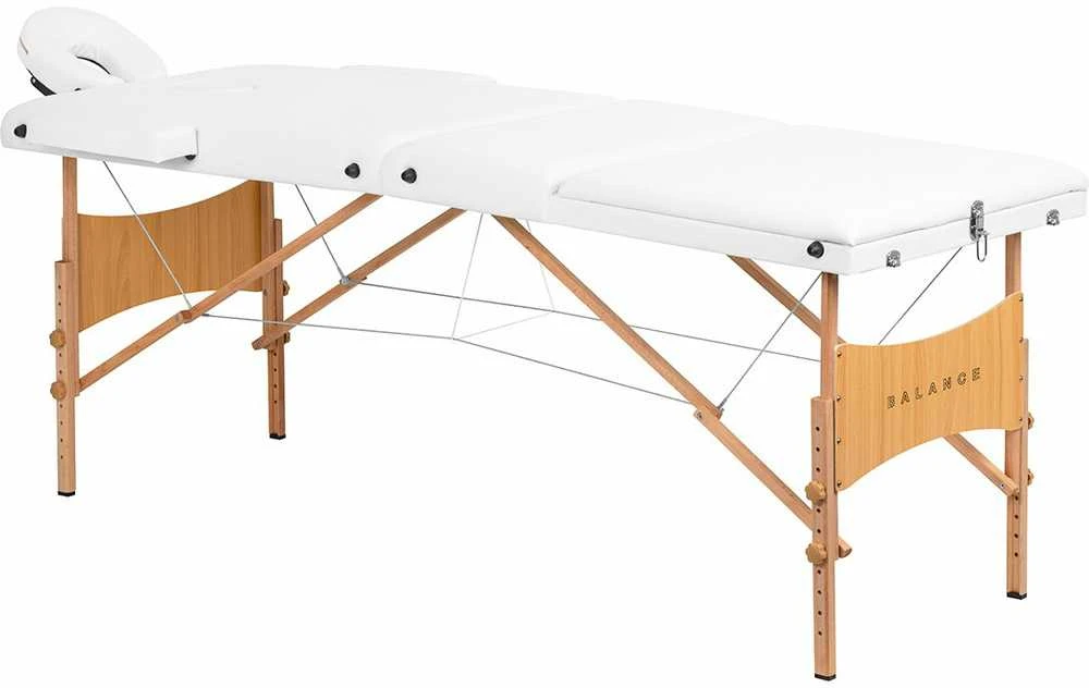Activeshop Sulankstomas medinis masažo stalas Balance Lux 3 segmentų 190×70 cm baltas