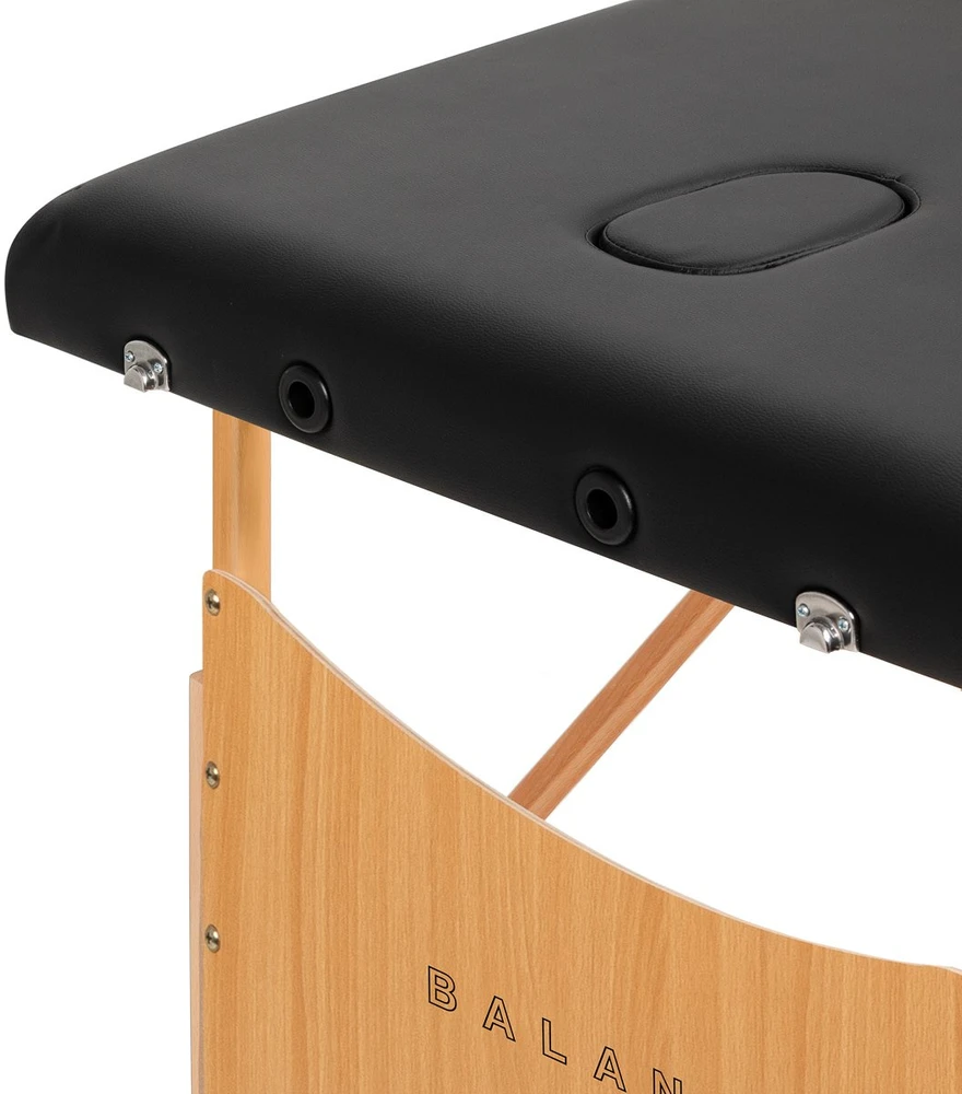 Activeshop Sulankstomas medinis masažo stalas Balance 2 segmentų juodas