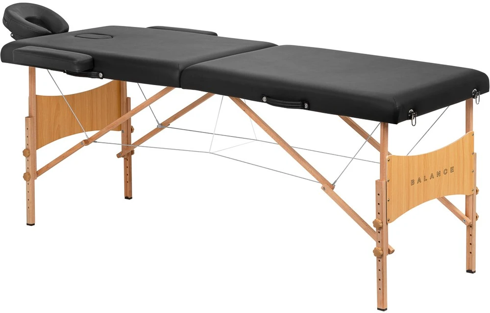 Activeshop Sulankstomas medinis masažo stalas Balance 2 segmentų juodas