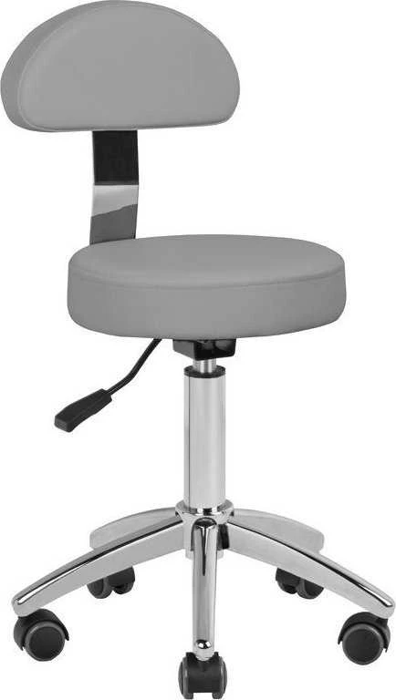 Activeshop Kosmetologinė meistro kėdutė STOOL BEAUTY BACKREST ROUND Pilkas
