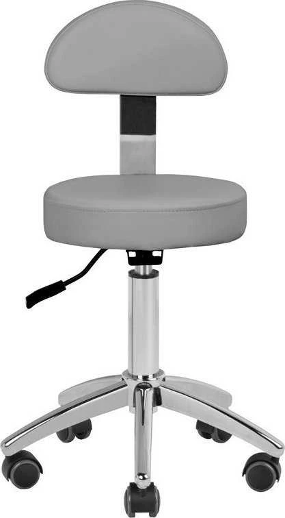 Activeshop Kosmetologinė meistro kėdutė STOOL BEAUTY BACKREST ROUND Pilkas