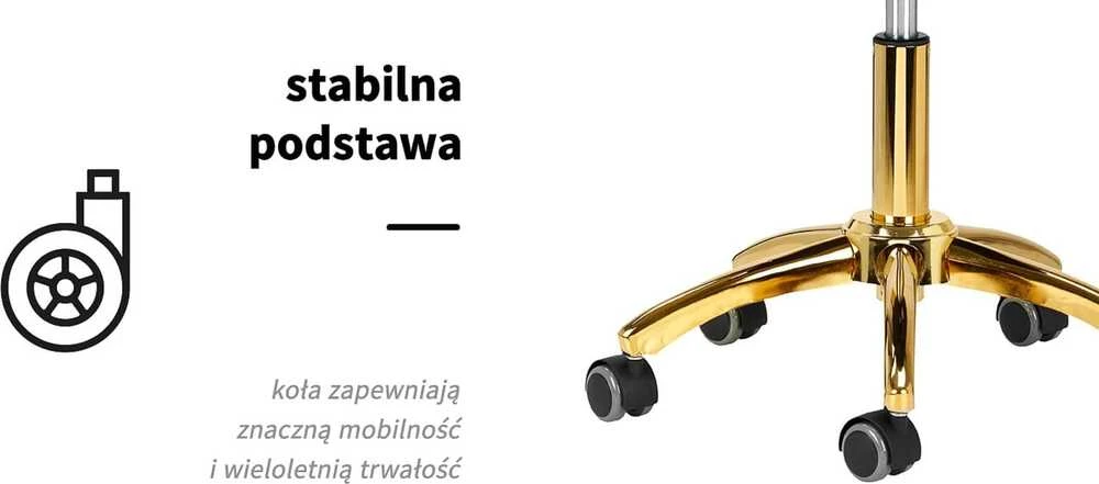 Activeshop Kosmetologinė meistro kėdutė BEAUTY BACKREST ROUND GOLD Baltas