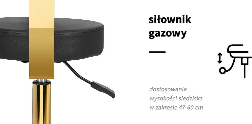 Activeshop Kosmetologinė meistro kėdutė STOOL BEAUTY BACKREST ROUND GOLD Juodas