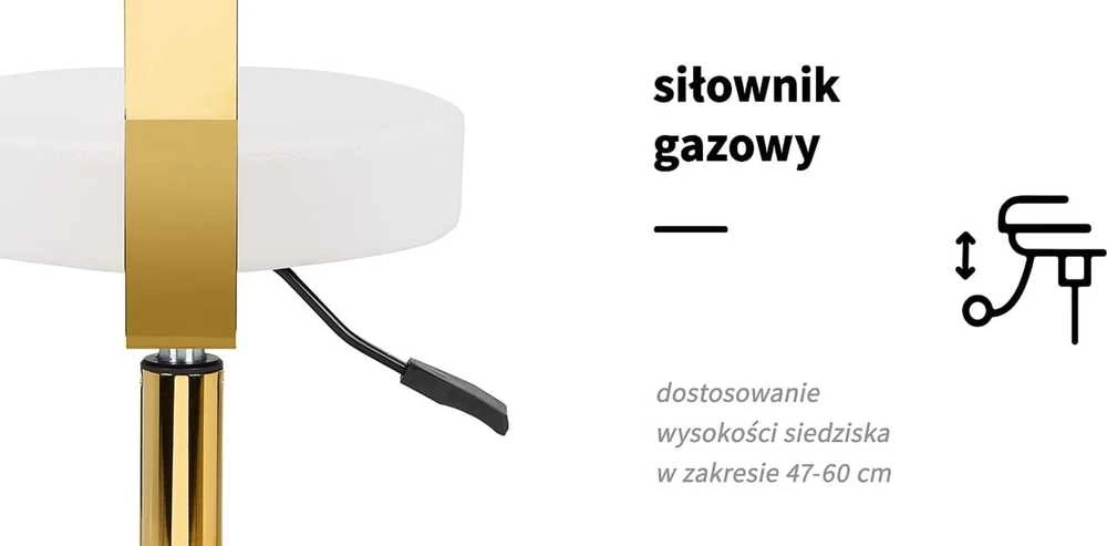 Activeshop Kosmetologinė meistro kėdutė BEAUTY BACKREST ROUND GOLD Baltas