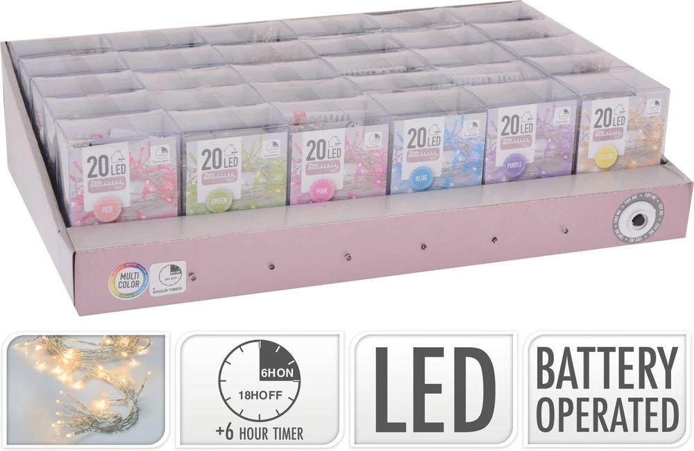 ACV Mikro lempučių girlianda. 2 m. įvairių spalvų. 20 LED. AX9800820