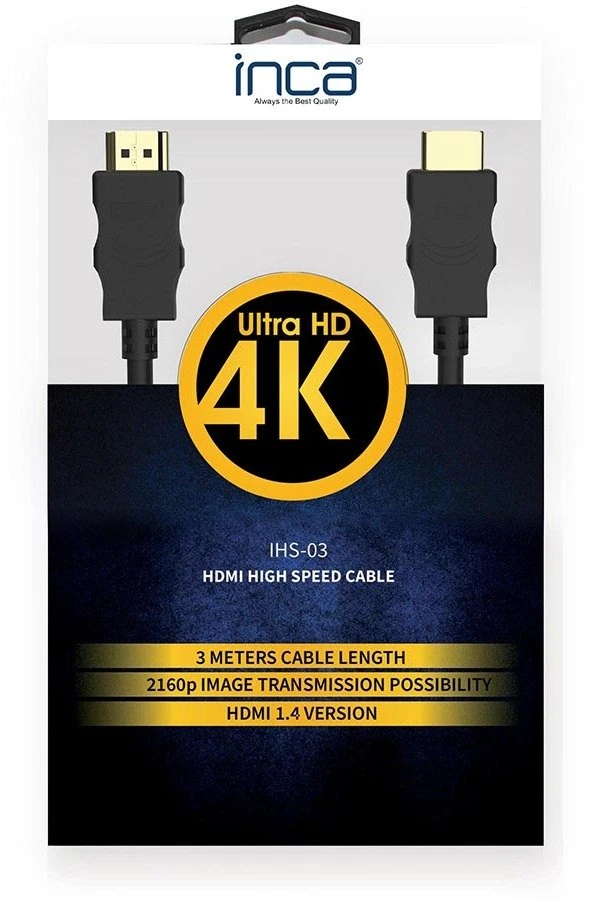 Adaptec Inca HDMI 1.4 4K 3 M kabelis HDMI HDMI Typu A (Standard) Juodas