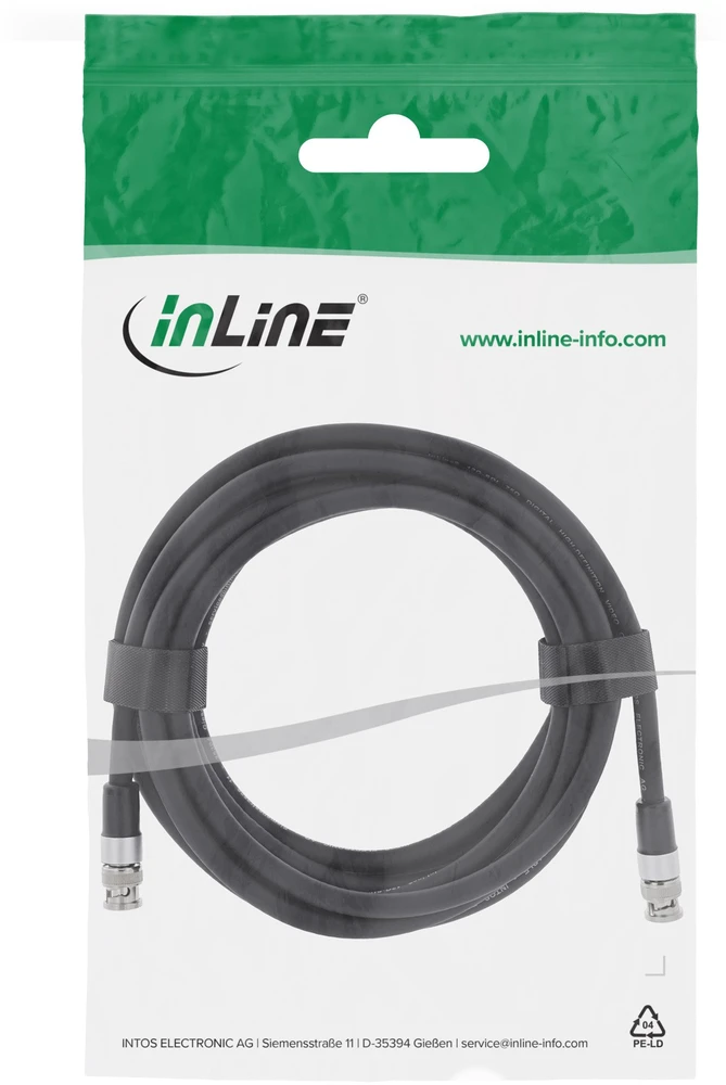 „Adaptec InLine® BNC“ vaizdo kabelis, 12G-SDI, 4K60Hz, 75 omai, 5 m