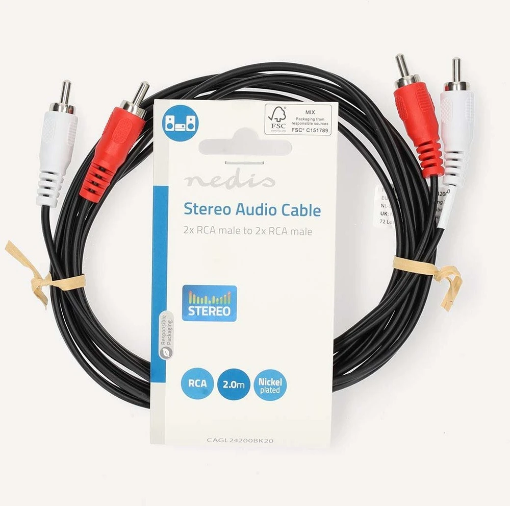 Stereo RCA laidas 2m pakuotėje