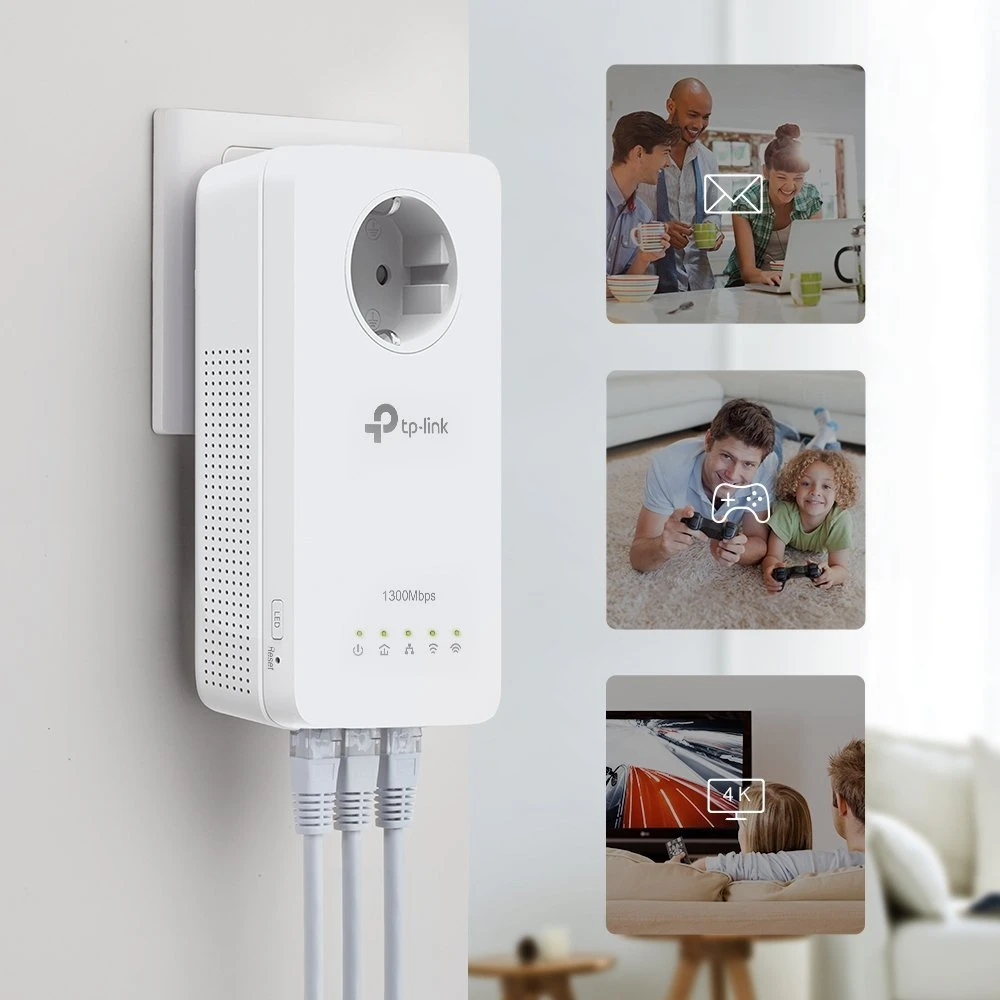 Maršrutizatorius TP-Link TL-WPA1300P rinkinys, 1300 Mbit/s, IEEE 1901, IEEE 802.3, IEEE 802.3u, E / F tipas, gigabito eternetas, 10, 100, 1000 Mbit/s, 1 „Wi2-Fi